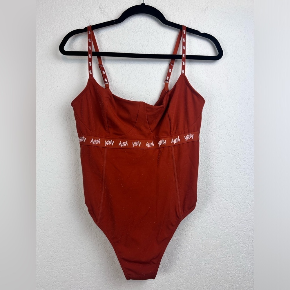 NWT: Yitty Spotlight Shaping Demi Cut Thong Bodysuit Shimmered Baddest Brown M